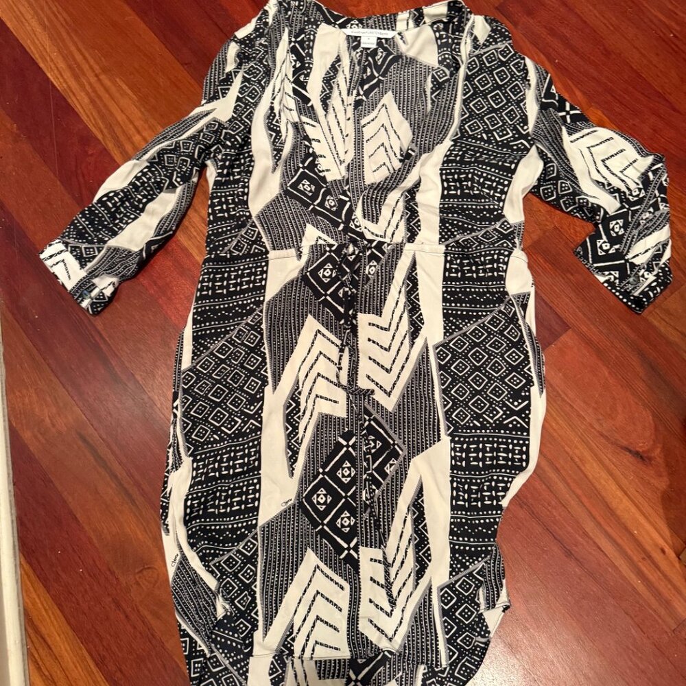 Diane von Furstenberg silk drawstring geo print dress - Picture 2 of 6